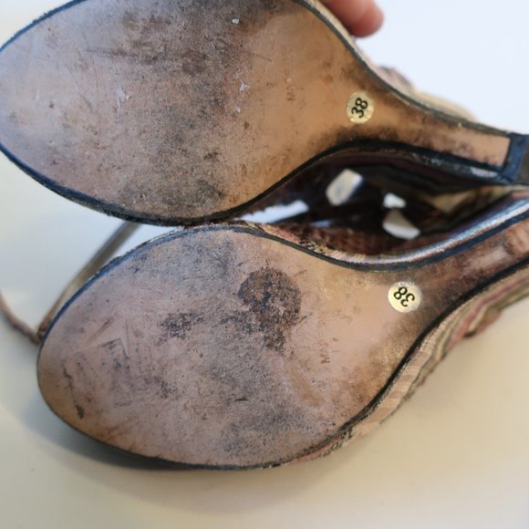 Womens Missoni Purple Python Leather Chevron Wedge Wrap Ankle Heels 38 US/8 * - Picture 10 of 12